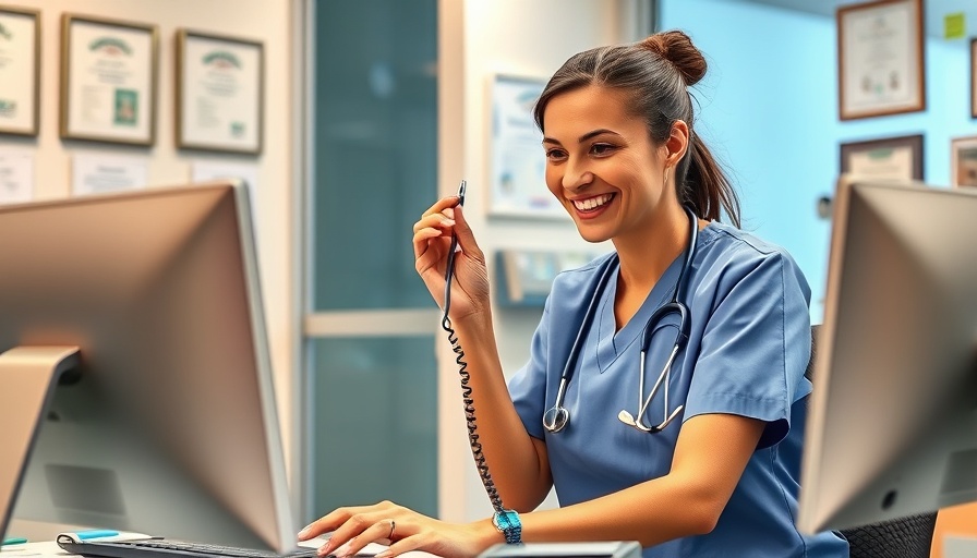Nurse in hospital using computer and phone, AI agents in healthcare