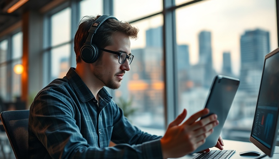 Software engineer working on agentic AI in modern office.