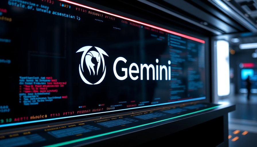 Gemini logo on screen with tech elements, representing AI news.
