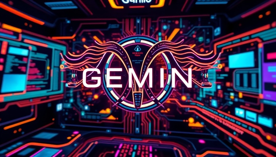 Futuristic digital interface of Google's Gemini Live Assistant with vibrant icons.