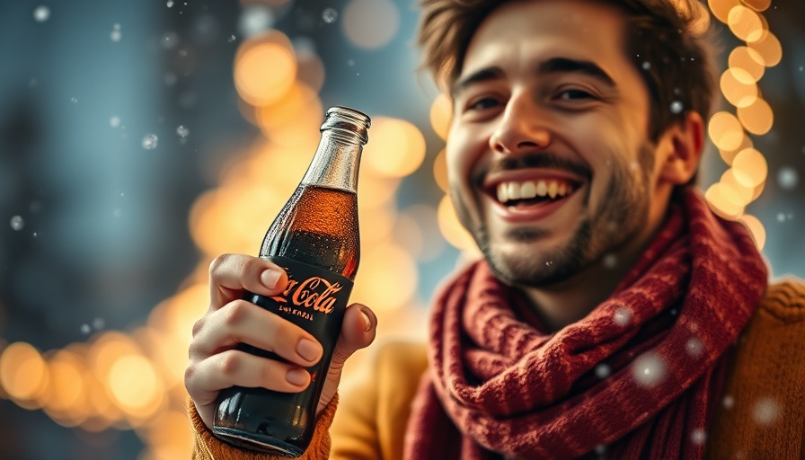 Joyful Coca-Cola AI advertisement with festive winter theme.