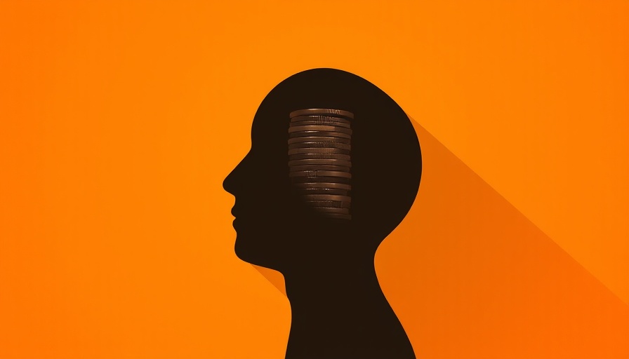 Abstract silhouette with coins symbolizing thoughts