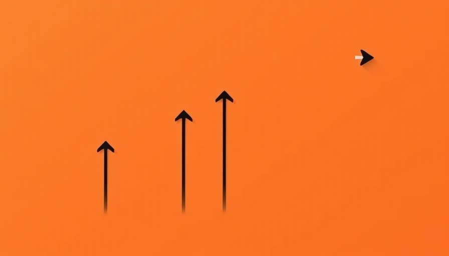 Minimalist growth diagram on orange background illustrating upward movement.