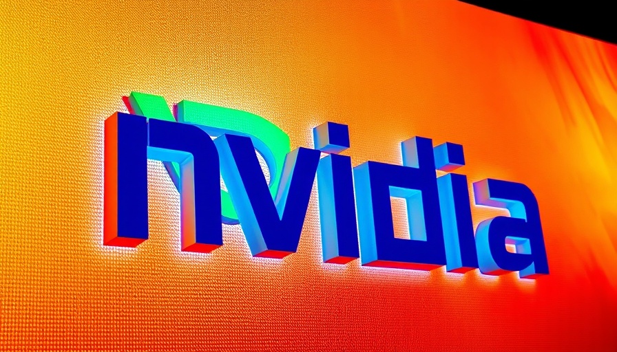 Nvidia logo in vibrant colors on a yellow-orange backdrop.