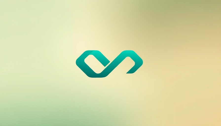 Abstract logo design in teal and black on gradient background