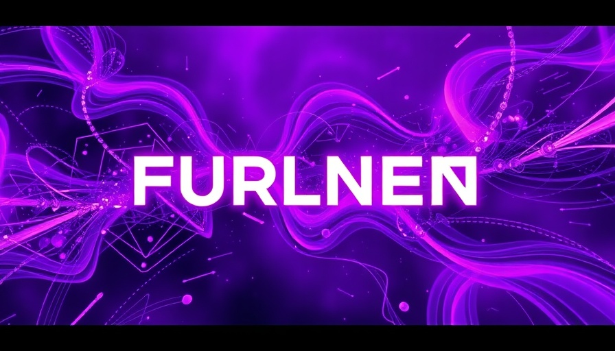Futuristic purple abstract art with bold white text for AI news.