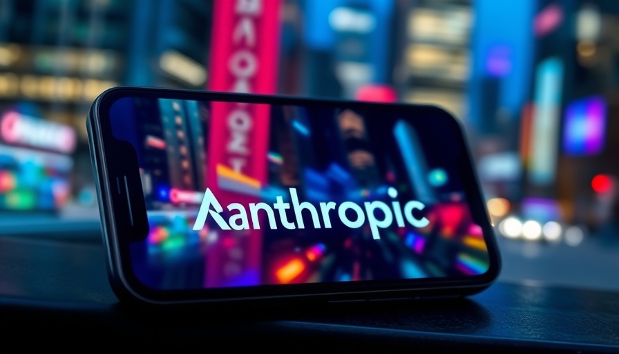 Smartphone with Anthropic logo and cityscape, Anthropic valuation theme