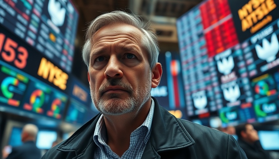 Stock trader on busy trading floor amid Nvidia stock decline due to tariffs.