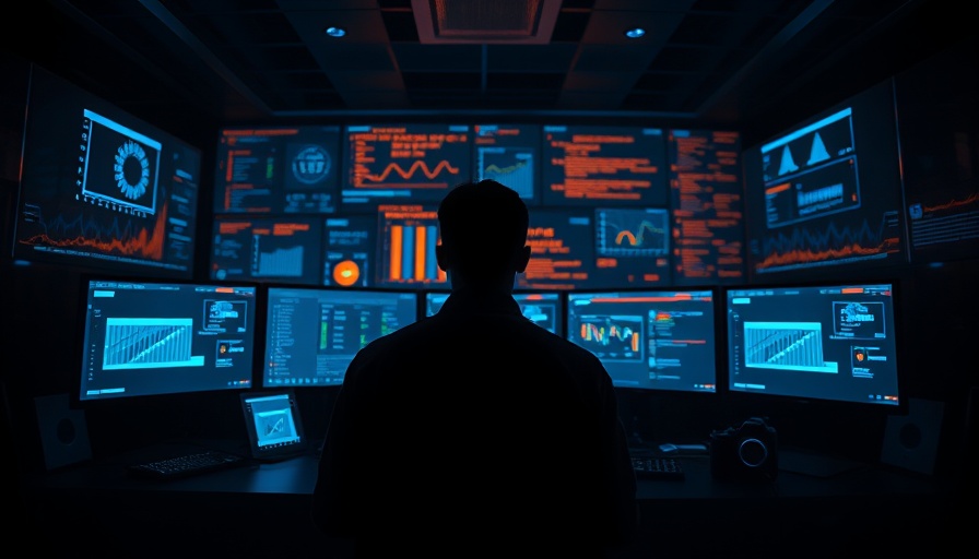 Agentic AI developer working in a digital environment with screens.
