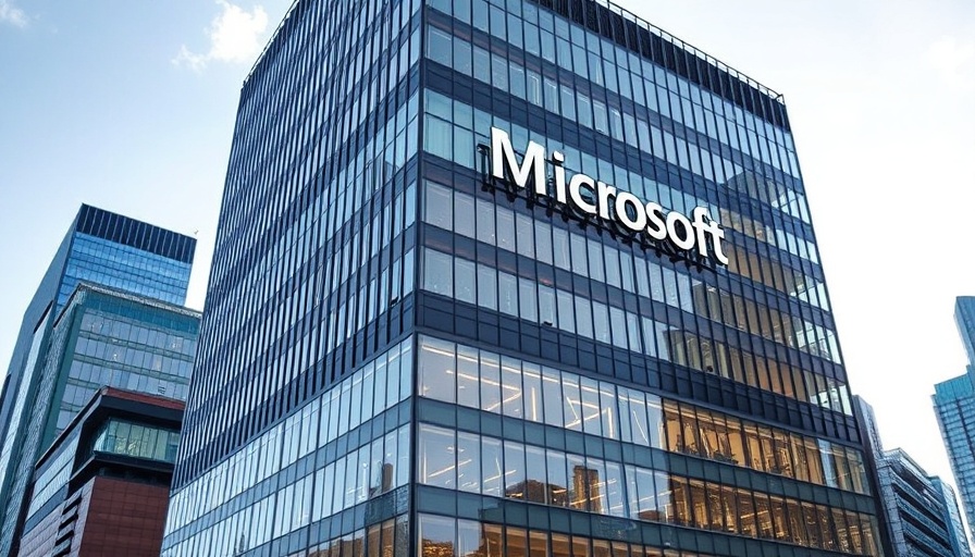 Microsoft building representing AI voice assistant for healthcare technology.