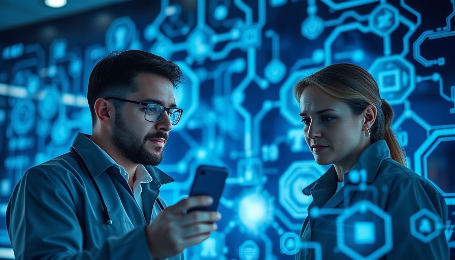 Professionals analyze AI tools in healthcare digital interface.