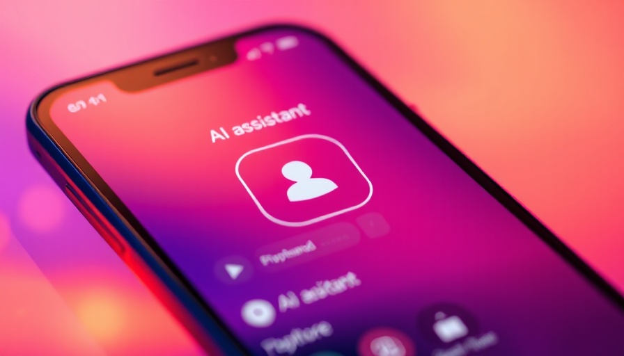 Smartphone showing AI app page against vibrant gradient background