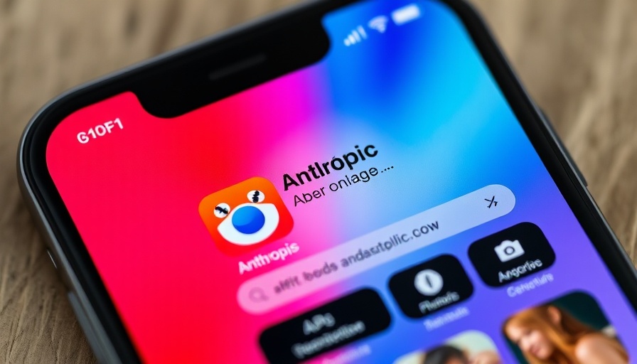 Smartphone showing Anthropic app in store, vibrant background
