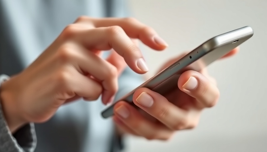 Person using smartphone, focusing on device, blurred background