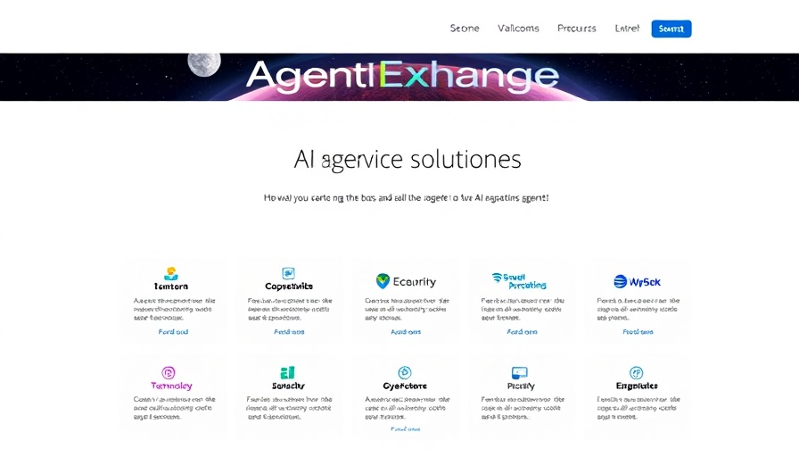 AgentExchange platform with role-based AI agent solutions displayed.