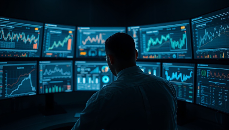 Professional analyzing data on screens in dim light for AI news.