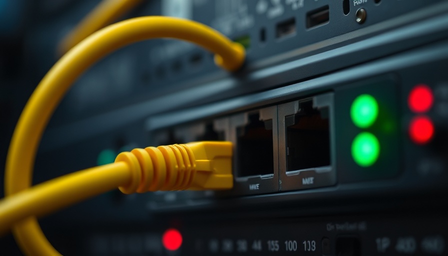 Networking device with Ethernet cable, AI investment strategies.