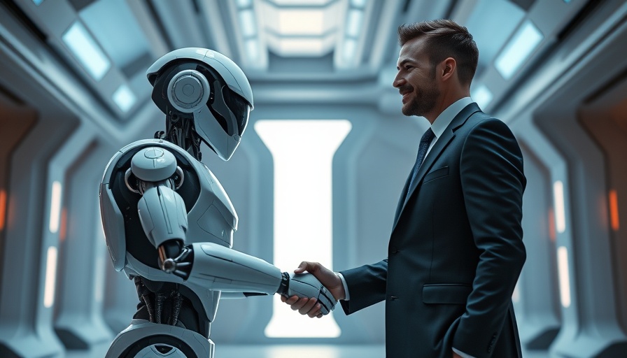 Grok 3: Futuristic robot and man handshake scene.