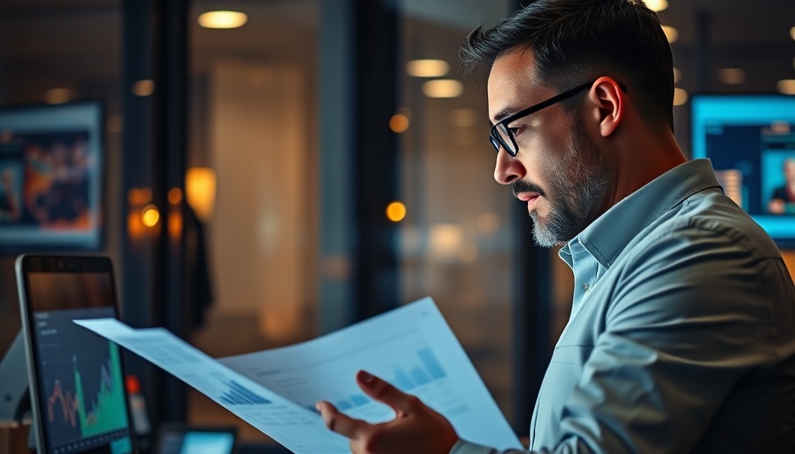 Professional analyzing data in a modern office, trending AI news backdrop.