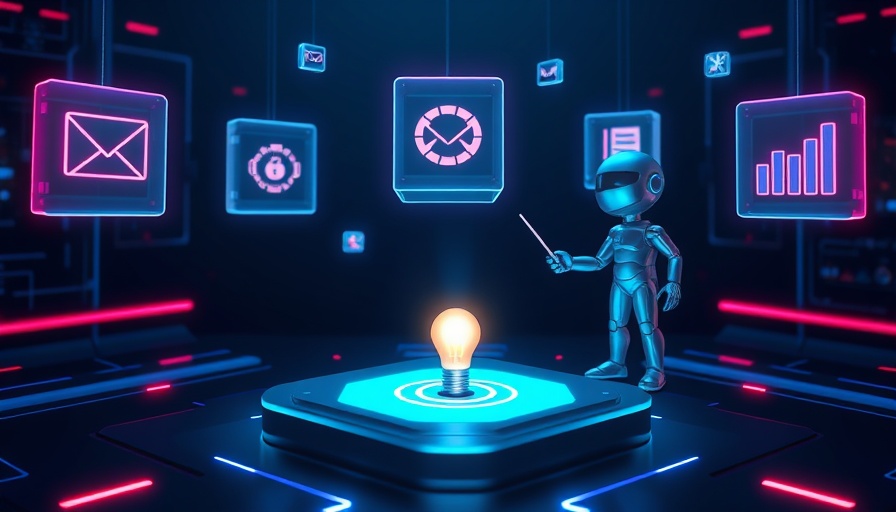 Agentic AI interface with digital figure and holographic cubes.