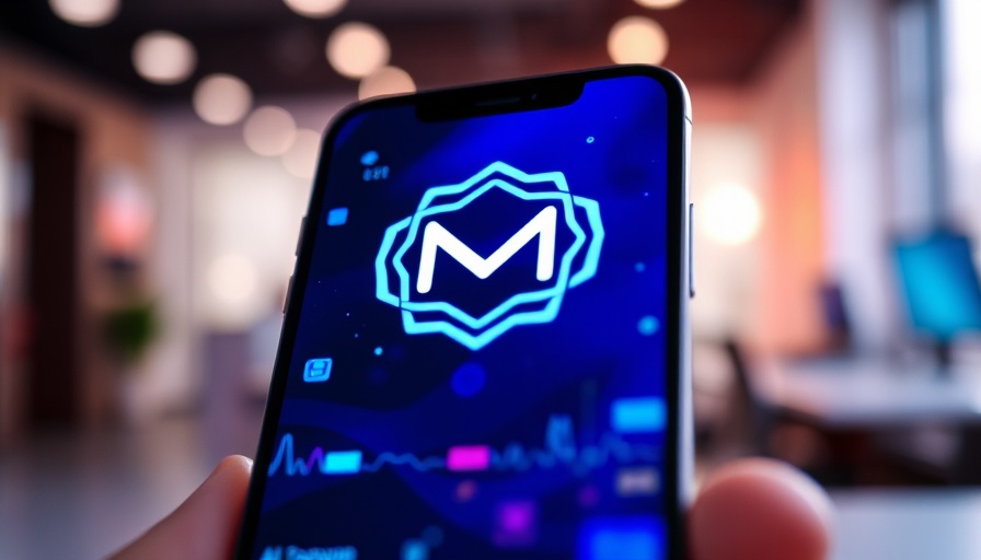 Close-up of Meta AI logo on smartphone, futuristic tech style.