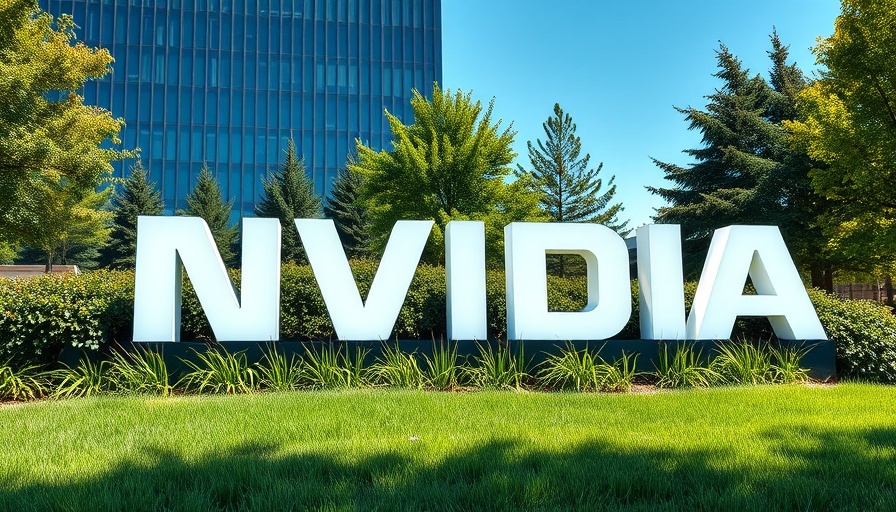 Nvidia logo at headquarters with green grass.