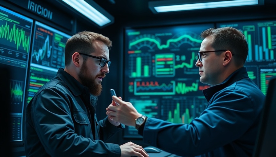 Tech experts analyzing data in a high-tech control room with digital screens.