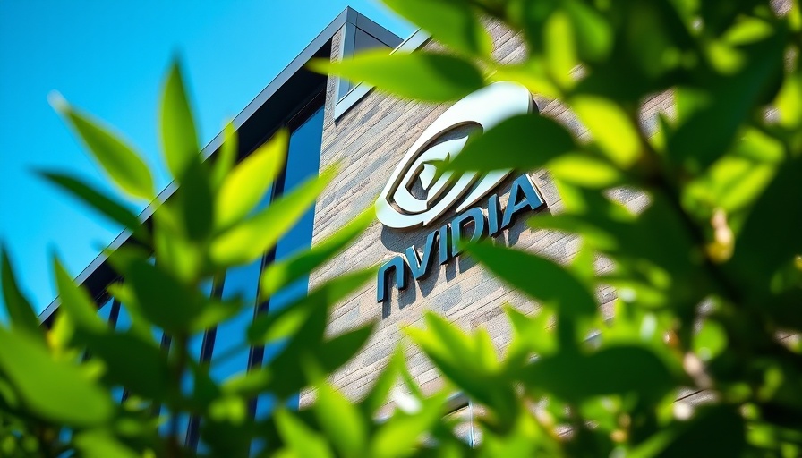 Nvidia building logo with leaf shadows and blue sky