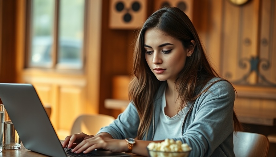 Young woman using laptop in cafe setting, exploring Microsoft AI technologies.