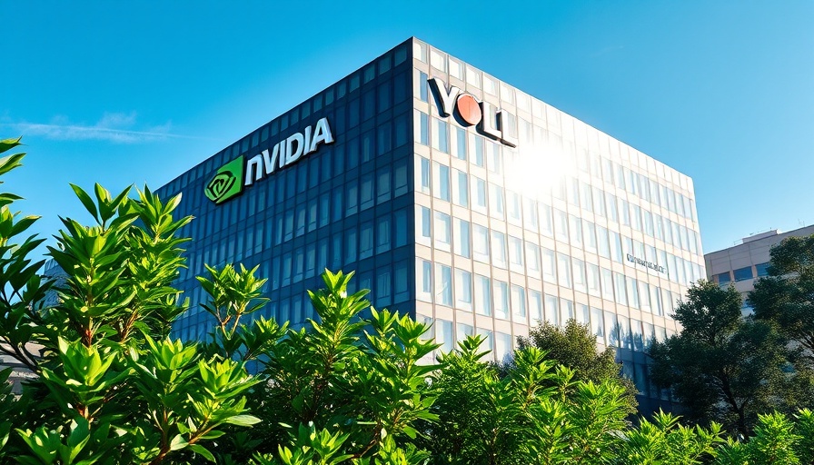 Nvidia building with logo under sunny sky, highlighting Nvidia GPUs for AI.