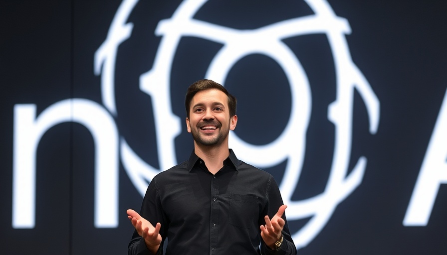 Microsoft AI competition speaker with OpenAI logo backdrop.