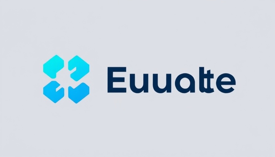 Blue geometric logo with bold letters, minimalist design.