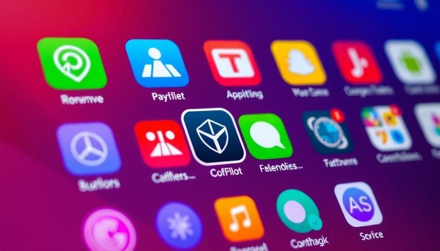 Colorful app icons including Copilot highlighted on a screen.