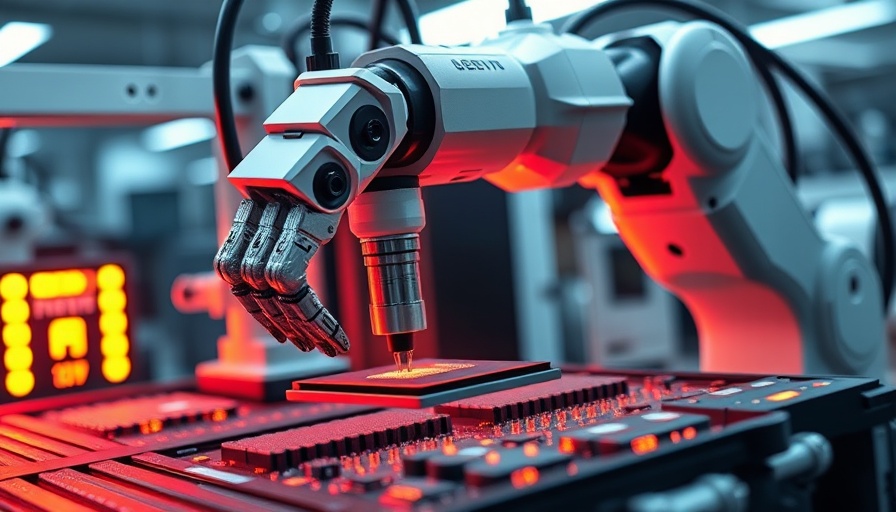 Robotic arm fabricating microchips in a cleanroom; Nvidia Stock Retirement Millionaire.