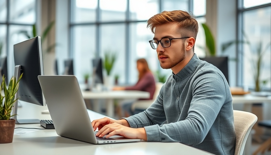 Modern office with young professionals working, showcasing ChatGPT workplace usage.