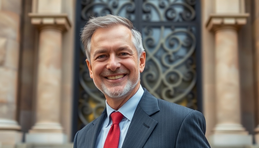 Portrait of a smiling man in a suit for AI news.
