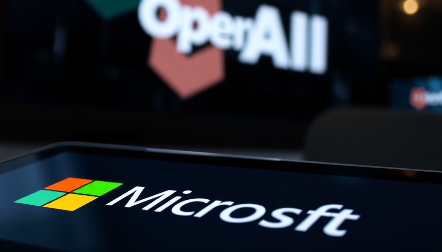Microsoft logo close-up with OpenAI background highlighting AI.