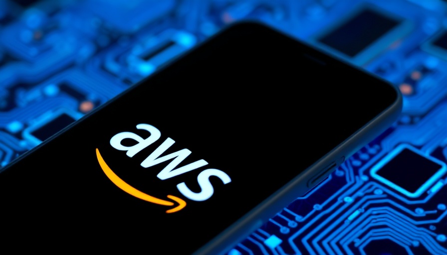 AWS logo on smartphone screen over AI digital background, Amazon AI investments.