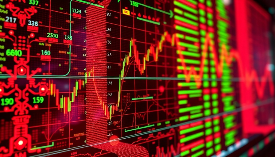 AI stock investment analysis with futuristic digital elements and charts.