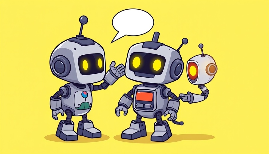 Cartoon robots interacting on yellow background for Manus AI vs DeepSeek comparison.