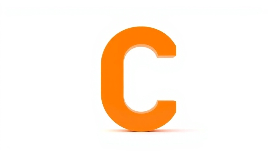 Bold orange letter 'C', minimalist and abstract design.