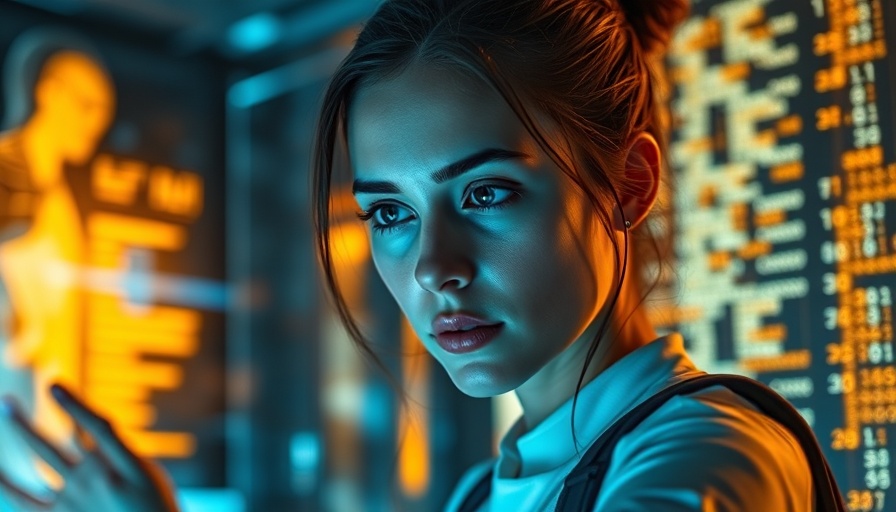Woman using holographic interface, Claude AI, futuristic tech setting.