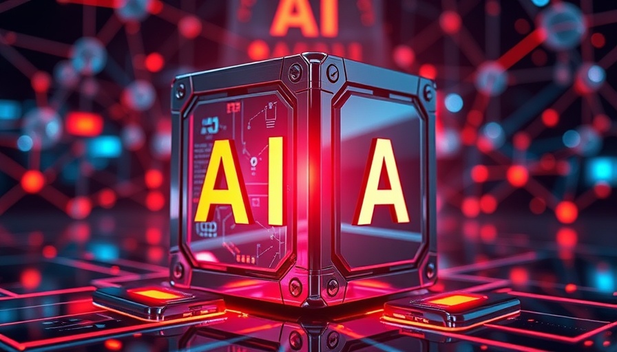 Futuristic AI cube with digital elements, abstract tech background.