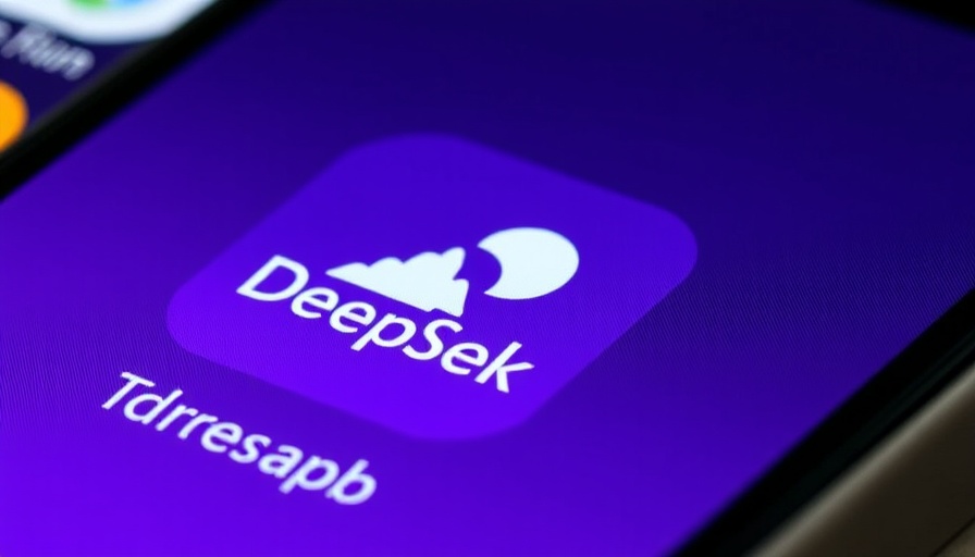 DeepSeek app icon on smartphone screen, DeepSeek AI chatbot competition.