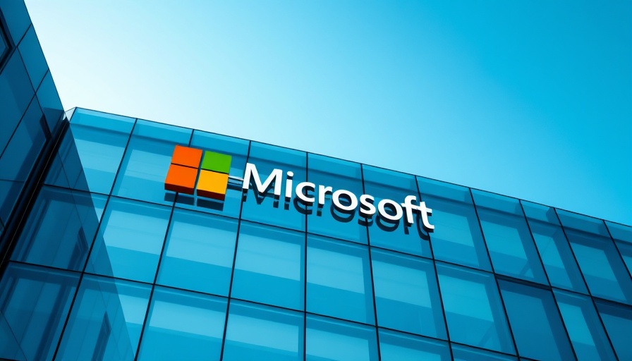 Microsoft building facade with logo under clear sky.