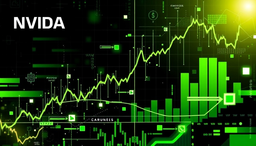 Financial graphic of Nvidia stock price with abstract elements