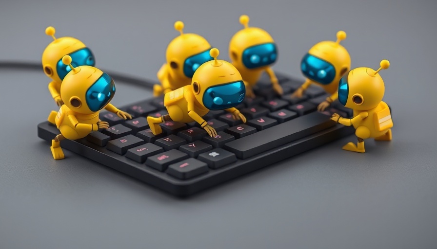 Cartoon robots exploring a keyboard, AI Agent Capabilities Developer API.