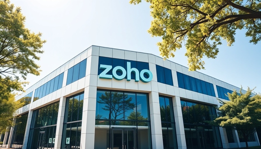 Zoho office building showcasing modern architecture.