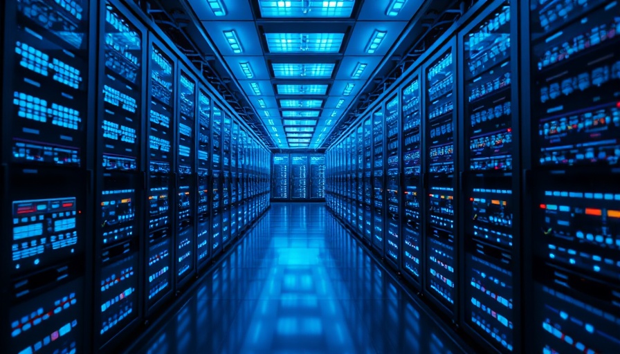 Luminous server room with blue LED lights, Altera AI FPGA products.