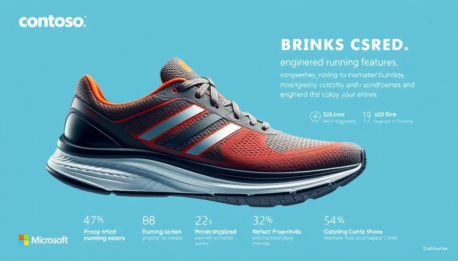 Microsoft AI and Copilot product ad showing Contoso running shoe features.